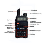 Walkie Talkie Portátil RETEVIS RT-5R 400-520MHz + 136-174MHz 128 Canais USB de Dois Segmentos, USB, Ficha EU, Ficha UK