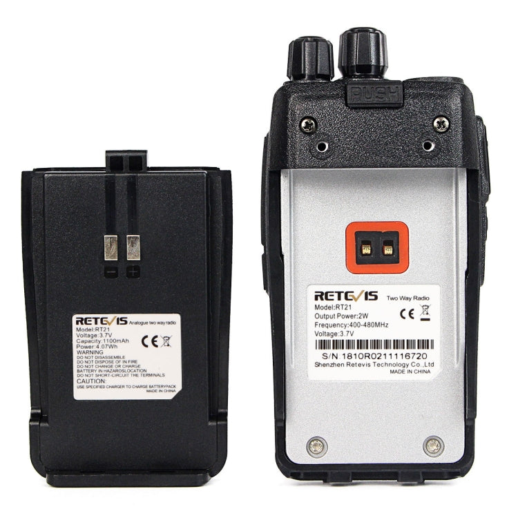 1 Par RETEVIS RT21 2.5W Frequência US 400-480MHz 16CH Walkie Talkie Portátil, Ficha US, RT21 Ficha US
