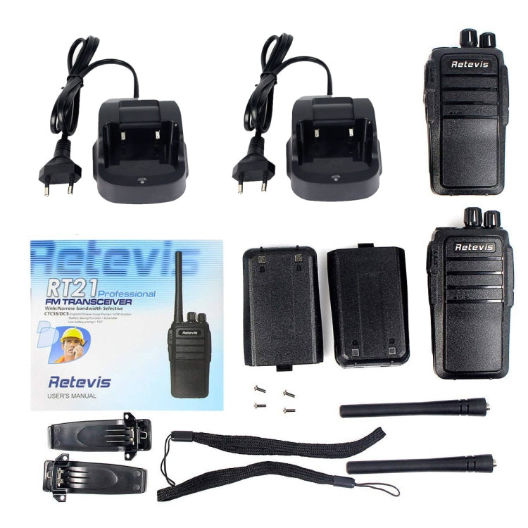 1 Par RETEVIS RT21 2.5W Frequência US 400-480MHz 16CH Walkie Talkie Portátil, Ficha US, RT21 Ficha US