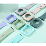 Conjunto de Correia Substituta em Silicone + Capa Protetora para Relógio, Para Apple Watch Series 9 / 8 / 7 41mm, Para Apple Watch Series 9 / 8 / 7 45mm