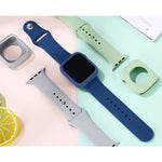 Conjunto de Correia Substituta em Silicone + Capa Protetora para Relógio, Para Apple Watch Series 9 / 8 / 7 41mm, Para Apple Watch Series 9 / 8 / 7 45mm
