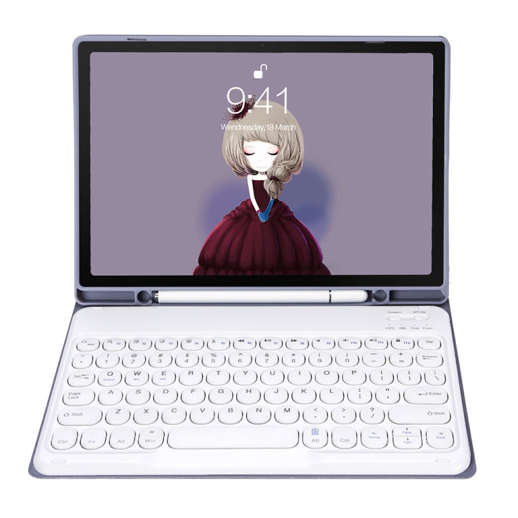 YT11B Capa de couro destacável com textura de pele Candy Color, teclas arredondadas e teclado Bluetooth para iPad Air 4 2020 / Air 5 2022 / Pro 11 polegadas 2022 / 2021 / 2020 / 2018 (Branco Gelo), Para iPad Air 11 2024 / 2025 / Air 2020 10.9