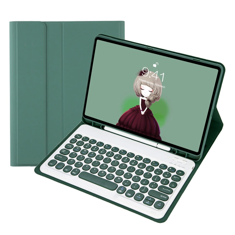 YT11B Capa de couro destacável com textura de pele Candy Color, teclas arredondadas e teclado Bluetooth para iPad Air 4 2020 / Air 5 2022 / Pro 11 polegadas 2022 / 2021 / 2020 / 2018 (Branco Gelo), Para iPad Air 11 2024 / 2025 / Air 2020 10.9