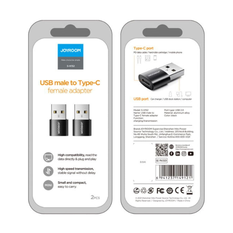 Adaptador OTG JOYROOM S-H152 USB Macho para USB-C / Tipo-C Fêmea, S-H152