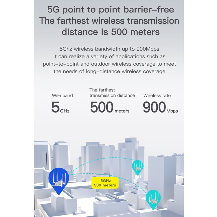 Roteador Repetidor Sem Fios de Banda Dupla VONETS VBG1200 300Mbps+900Mbps Estação Base WIFI com 4 Antenas