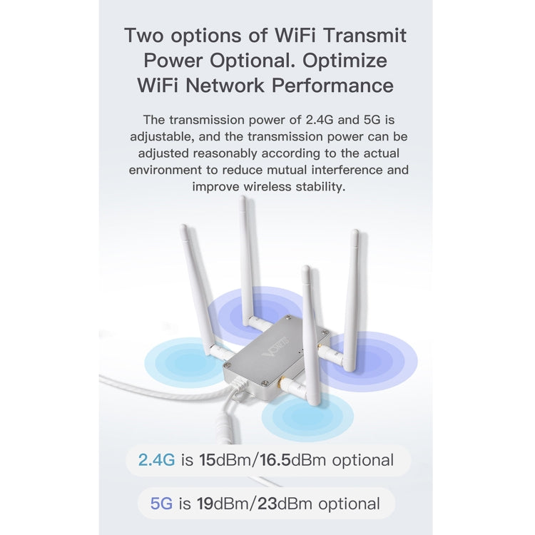 Roteador Repetidor Sem Fios de Banda Dupla VONETS VBG1200 300Mbps+900Mbps Estação Base WIFI com 4 Antenas