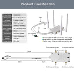Roteador Repetidor Sem Fios de Banda Dupla VONETS VBG1200 300Mbps+900Mbps Estação Base WIFI com 4 Antenas