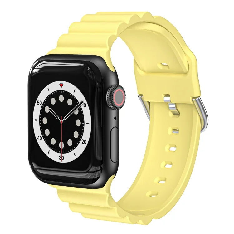 Business B Style Silicone Watch Strap, For Apple Watch Series 7 45mm / 6 & SE & 5 & 4 44mm / 3 & 2 & 1 42mm, For Apple Watch Ultra 49mm / Series 8&7 45mm / SE 2&6&SE&5&4 44mm / 3&2&1 42mm