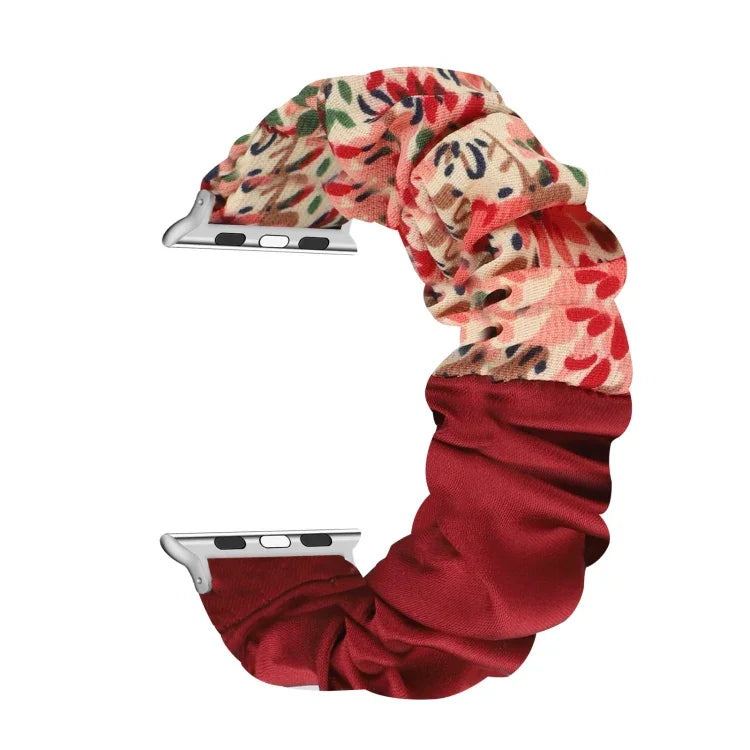 Correia de Relógio em Tecido com Anel de Cabelo com Padrão de Borboleta, Para Apple Watch Ultra 49mm / Série 8&7 45mm / SE 2&6&SE&5&4 44mm / 3&2&1 42mm, Para Apple Watch Série 8&7 41mm / SE 2&6&SE&5&4 40mm / 3&2&1 38mm