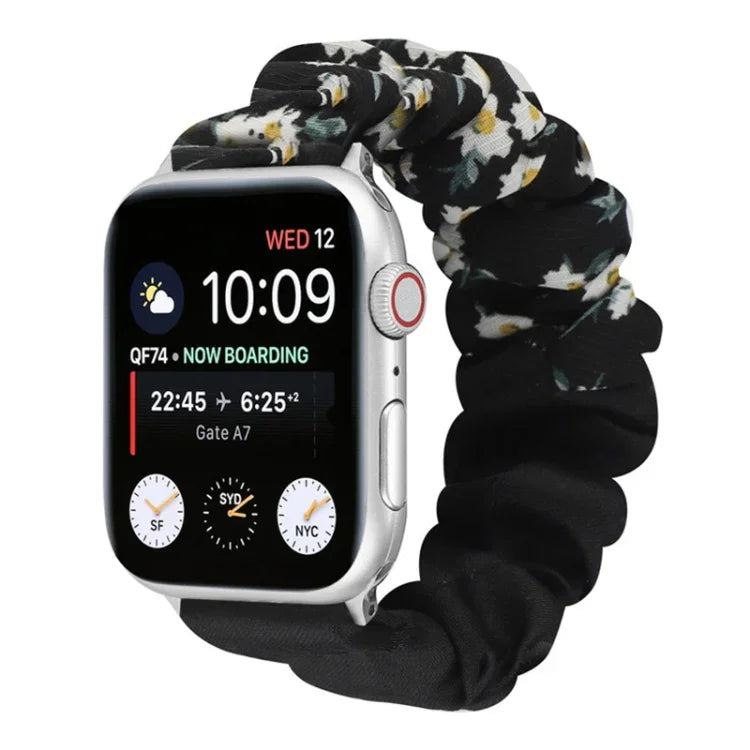 Correia de Relógio em Tecido com Anel de Cabelo com Padrão de Borboleta, Para Apple Watch Ultra 49mm / Série 8&7 45mm / SE 2&6&SE&5&4 44mm / 3&2&1 42mm, Para Apple Watch Série 8&7 41mm / SE 2&6&SE&5&4 40mm / 3&2&1 38mm