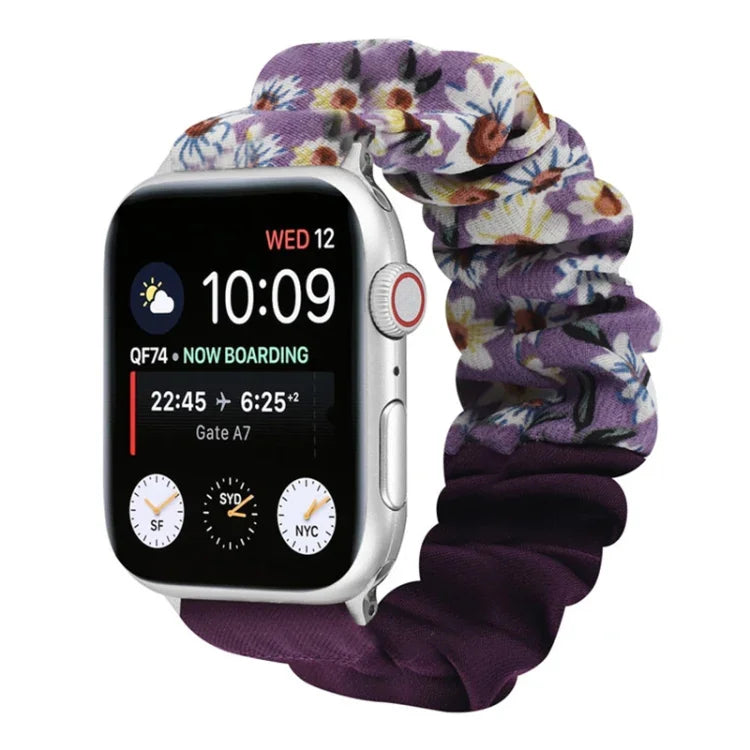 Correia de Relógio em Tecido com Anel de Cabelo com Padrão de Borboleta, Para Apple Watch Ultra 49mm / Série 8&7 45mm / SE 2&6&SE&5&4 44mm / 3&2&1 42mm, Para Apple Watch Série 8&7 41mm / SE 2&6&SE&5&4 40mm / 3&2&1 38mm