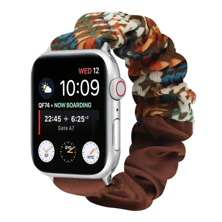 Correia de Relógio em Tecido com Anel de Cabelo com Padrão de Borboleta, Para Apple Watch Ultra 49mm / Série 8&7 45mm / SE 2&6&SE&5&4 44mm / 3&2&1 42mm, Para Apple Watch Série 8&7 41mm / SE 2&6&SE&5&4 40mm / 3&2&1 38mm