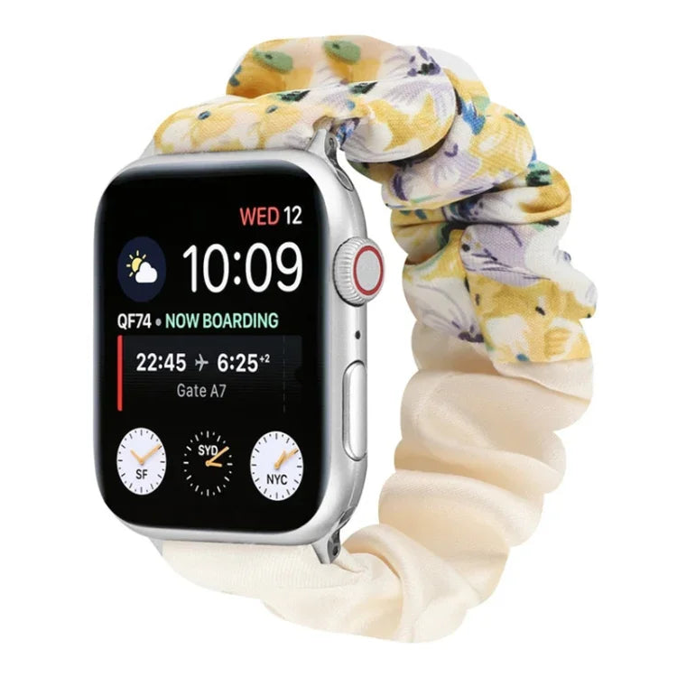 Correia de Relógio em Tecido com Anel de Cabelo com Padrão de Borboleta, Para Apple Watch Ultra 49mm / Série 8&7 45mm / SE 2&6&SE&5&4 44mm / 3&2&1 42mm, Para Apple Watch Série 8&7 41mm / SE 2&6&SE&5&4 40mm / 3&2&1 38mm