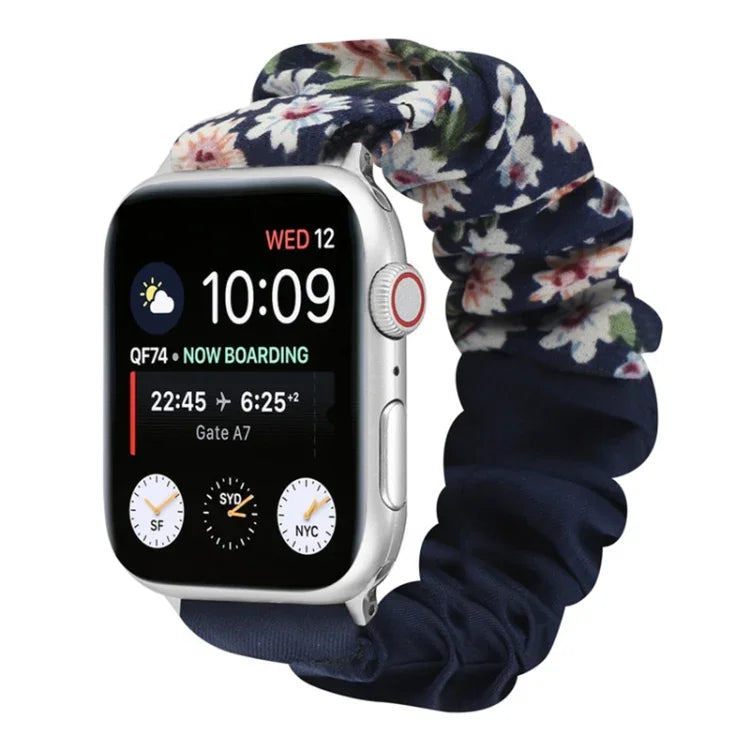 Correia de Relógio em Tecido com Anel de Cabelo com Padrão de Borboleta, Para Apple Watch Ultra 49mm / Série 8&7 45mm / SE 2&6&SE&5&4 44mm / 3&2&1 42mm, Para Apple Watch Série 8&7 41mm / SE 2&6&SE&5&4 40mm / 3&2&1 38mm