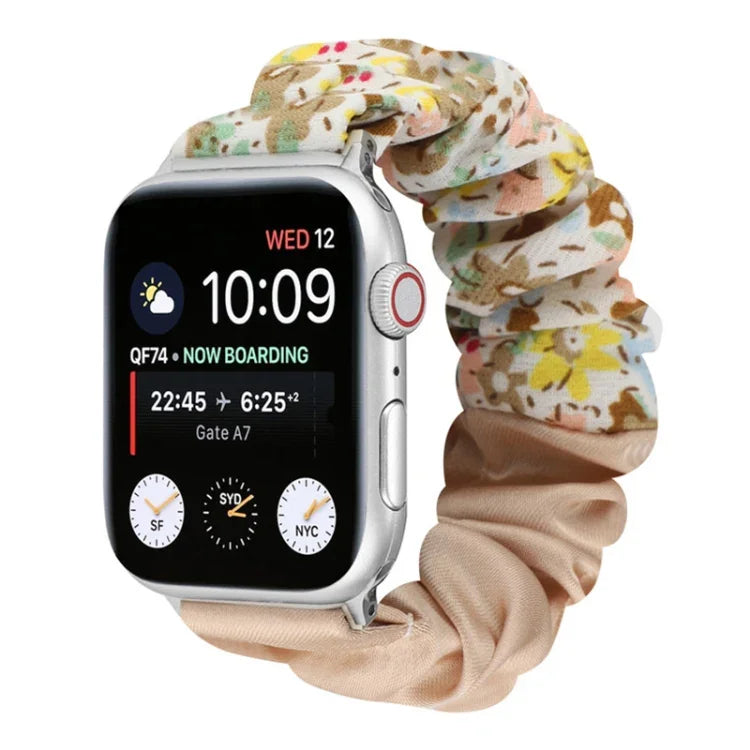 Correia de Relógio em Tecido com Anel de Cabelo com Padrão de Borboleta, Para Apple Watch Ultra 49mm / Série 8&7 45mm / SE 2&6&SE&5&4 44mm / 3&2&1 42mm, Para Apple Watch Série 8&7 41mm / SE 2&6&SE&5&4 40mm / 3&2&1 38mm