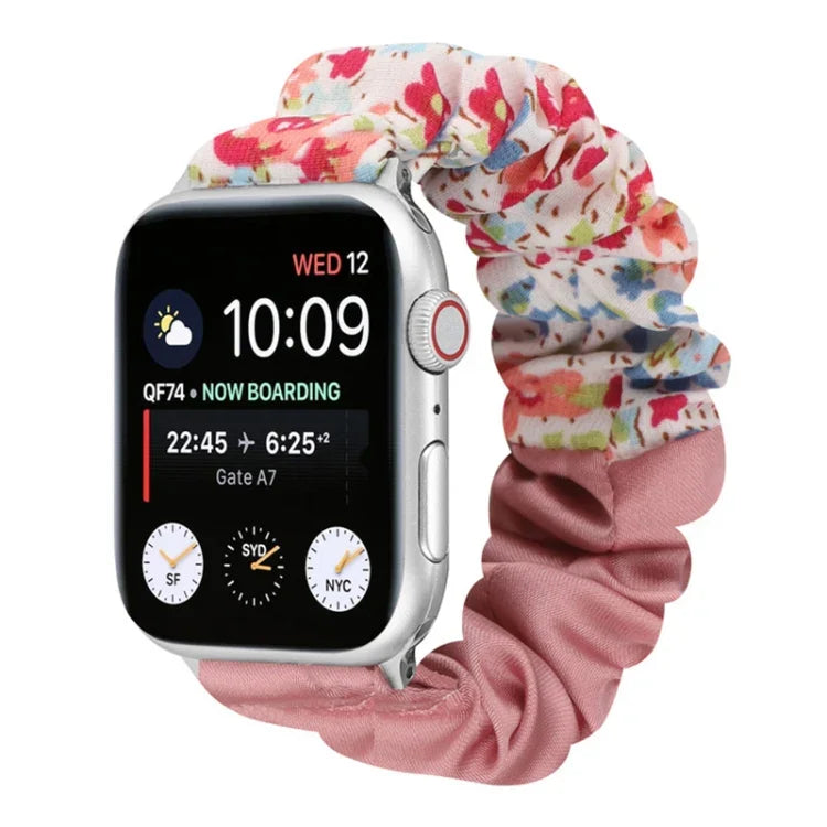Correia de Relógio em Tecido com Anel de Cabelo com Padrão de Borboleta, Para Apple Watch Ultra 49mm / Série 8&7 45mm / SE 2&6&SE&5&4 44mm / 3&2&1 42mm, Para Apple Watch Série 8&7 41mm / SE 2&6&SE&5&4 40mm / 3&2&1 38mm