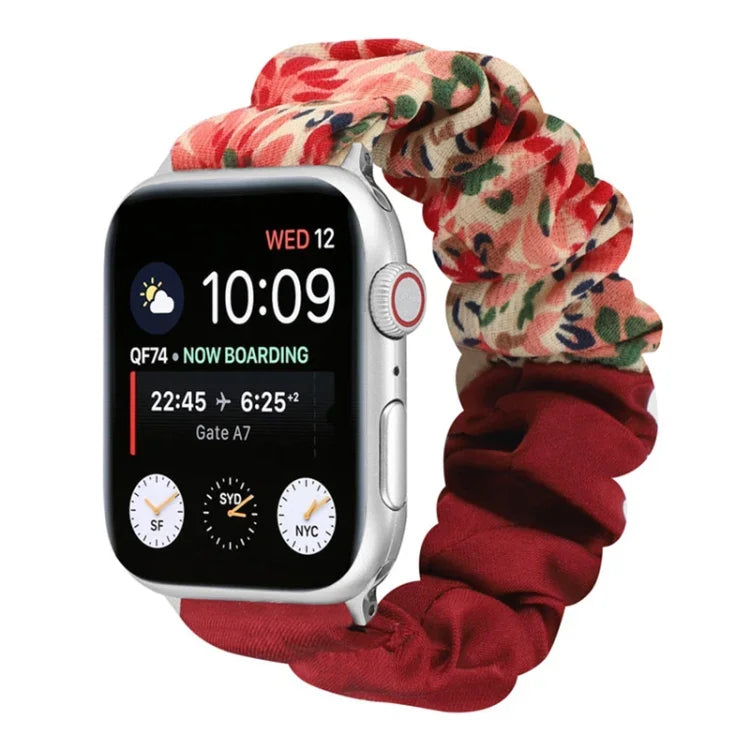 Correia de Relógio em Tecido com Anel de Cabelo com Padrão de Borboleta, Para Apple Watch Ultra 49mm / Série 8&7 45mm / SE 2&6&SE&5&4 44mm / 3&2&1 42mm, Para Apple Watch Série 8&7 41mm / SE 2&6&SE&5&4 40mm / 3&2&1 38mm