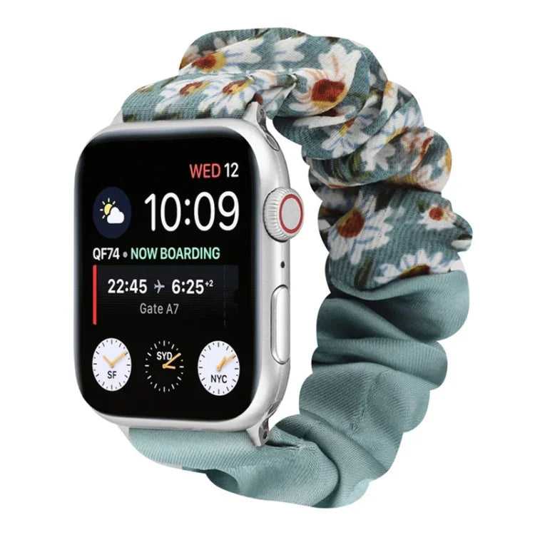 Correia de Relógio em Tecido com Anel de Cabelo com Padrão de Borboleta, Para Apple Watch Ultra 49mm / Série 8&7 45mm / SE 2&6&SE&5&4 44mm / 3&2&1 42mm, Para Apple Watch Série 8&7 41mm / SE 2&6&SE&5&4 40mm / 3&2&1 38mm