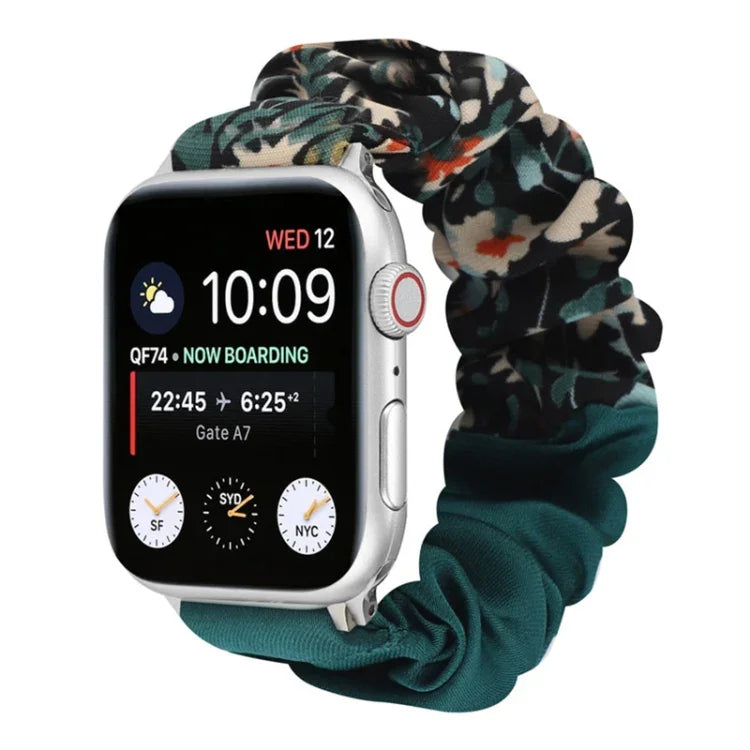Correia de Relógio em Tecido com Anel de Cabelo com Padrão de Borboleta, Para Apple Watch Ultra 49mm / Série 8&7 45mm / SE 2&6&SE&5&4 44mm / 3&2&1 42mm, Para Apple Watch Série 8&7 41mm / SE 2&6&SE&5&4 40mm / 3&2&1 38mm