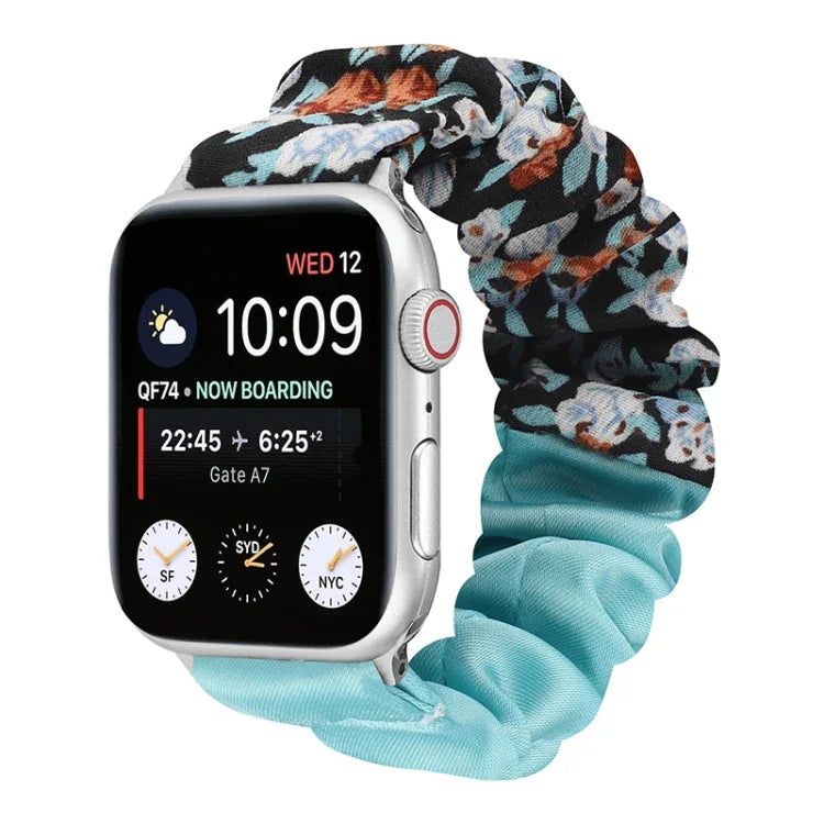Correia de Relógio em Tecido com Anel de Cabelo com Padrão de Borboleta, Para Apple Watch Ultra 49mm / Série 8&7 45mm / SE 2&6&SE&5&4 44mm / 3&2&1 42mm, Para Apple Watch Série 8&7 41mm / SE 2&6&SE&5&4 40mm / 3&2&1 38mm
