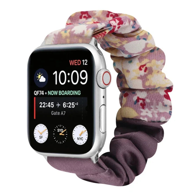 Correia de Relógio em Tecido com Anel de Cabelo com Padrão de Borboleta, Para Apple Watch Ultra 49mm / Série 8&7 45mm / SE 2&6&SE&5&4 44mm / 3&2&1 42mm, Para Apple Watch Série 8&7 41mm / SE 2&6&SE&5&4 40mm / 3&2&1 38mm