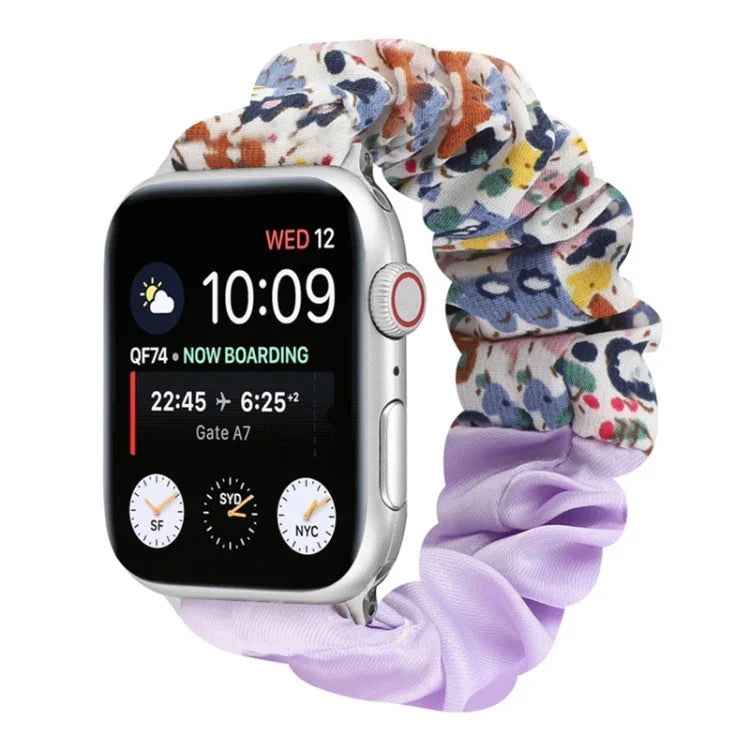 Correia de Relógio em Tecido com Anel de Cabelo com Padrão de Borboleta, Para Apple Watch Ultra 49mm / Série 8&7 45mm / SE 2&6&SE&5&4 44mm / 3&2&1 42mm, Para Apple Watch Série 8&7 41mm / SE 2&6&SE&5&4 40mm / 3&2&1 38mm