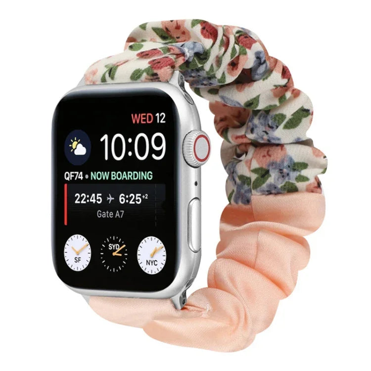 Correia de Relógio em Tecido com Anel de Cabelo com Padrão de Borboleta, Para Apple Watch Ultra 49mm / Série 8&7 45mm / SE 2&6&SE&5&4 44mm / 3&2&1 42mm, Para Apple Watch Série 8&7 41mm / SE 2&6&SE&5&4 40mm / 3&2&1 38mm