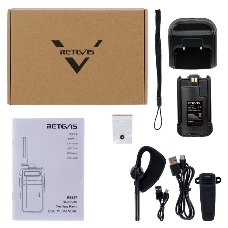 RETEVIS RB637 EU Frequência PMR446 16Canais Rádio Bidirecional Portátil Bluetooth Walkie Talkie, RB637