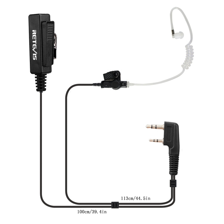 Microfone Altifalante com Tubo Acústico Discreto e Clipe Longo de 2 Pinos RETEVIS TK para H-777 / RT-5R / RT-5RV / RT-B6, TK Clipe Longo