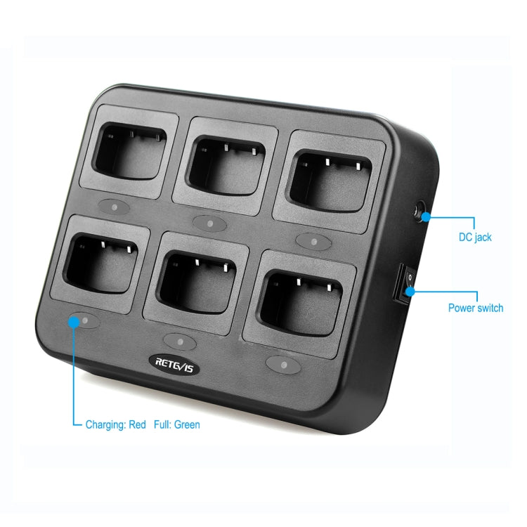 Carregador Walkie Talkie Seis Vias RETEVIS RTC777 para Retevis H777, Tomada AU RTC777, Tomada US RTC777, Tomada EU RTC777, Tomada UK RTC777