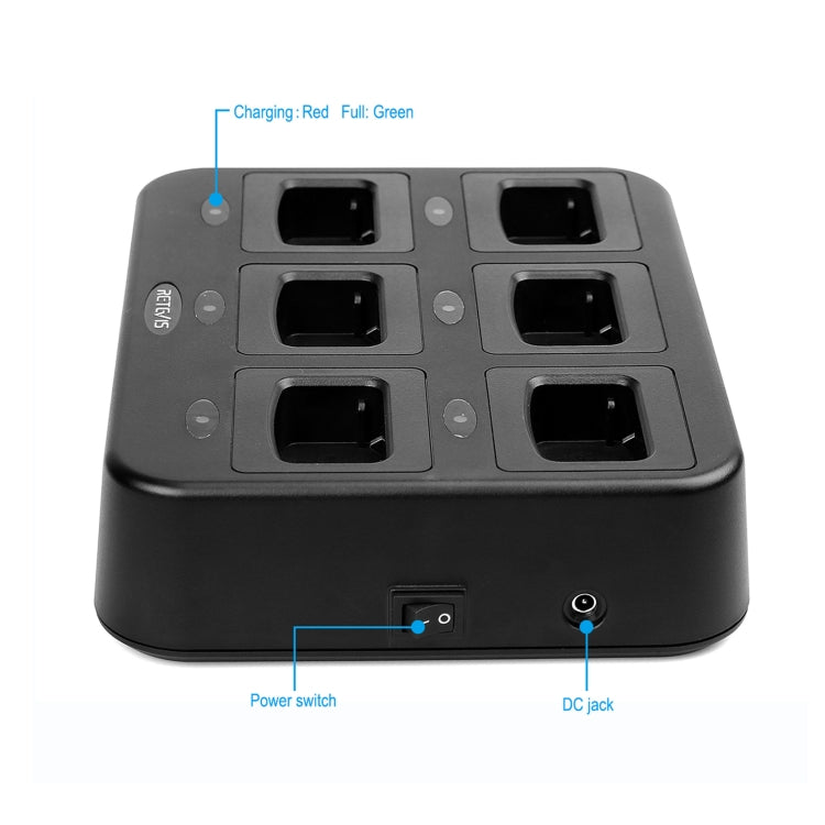 Carregador Walkie Talkie Seis Vias RETEVIS RTC777 para Retevis H777, Tomada AU RTC777, Tomada US RTC777, Tomada EU RTC777, Tomada UK RTC777