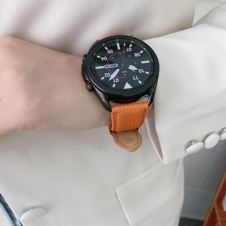 Correia de substituição em pele com textura de lichia para costura, Para Samsung Galaxy Watch Active2 44mm, Para Samsung Galaxy Watch Active