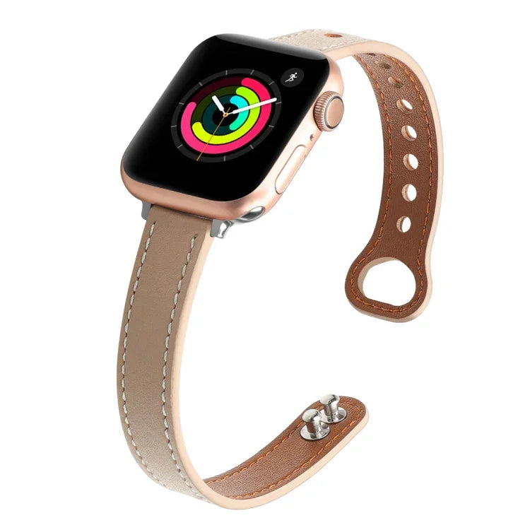 Correia de Substituição em Pele com Duplo Pregalhete, Para Apple Watch Série 7  41mm / & 6 & SE & 5 & 4 40mm, Para Apple Watch Série  7  45mm / & 6 & SE & 5 & 4 44mm