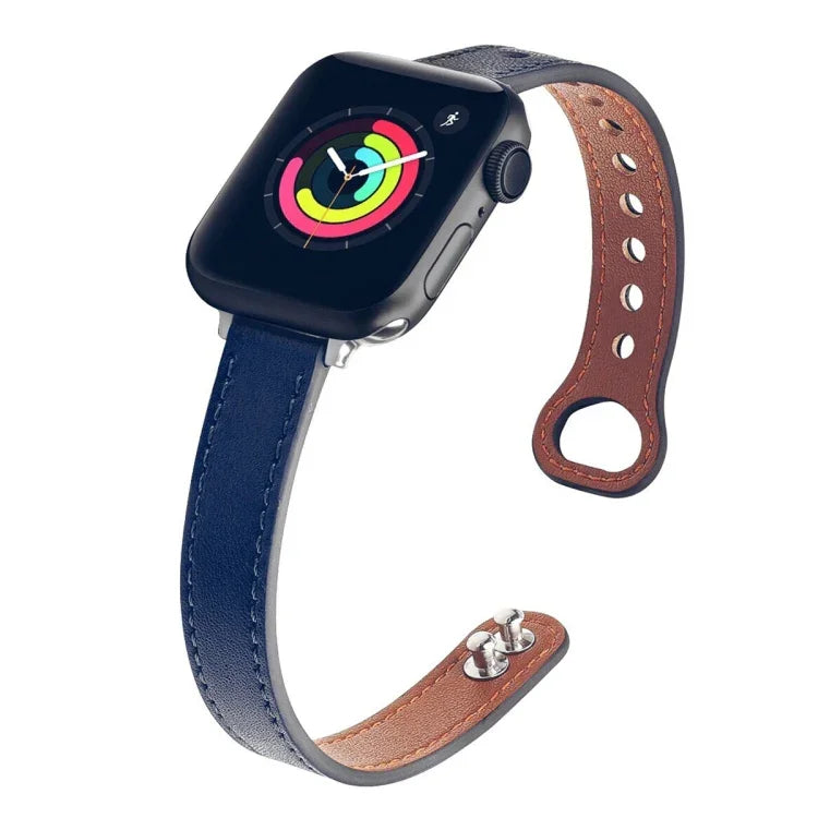 Correia de Substituição em Pele com Duplo Pregalhete, Para Apple Watch Série 7  41mm / & 6 & SE & 5 & 4 40mm, Para Apple Watch Série  7  45mm / & 6 & SE & 5 & 4 44mm