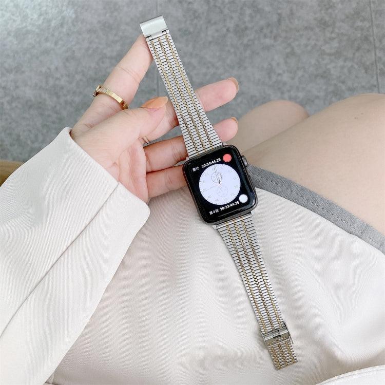 Correia de Substituição em Aço com Sete Contas em Combinação de Cores, Para Apple Watch Série 7  41mm / & 6 & SE & 5 & 4 40mm, Para Apple Watch Série  7  45mm / & 6 & SE & 5 & 4 44mm