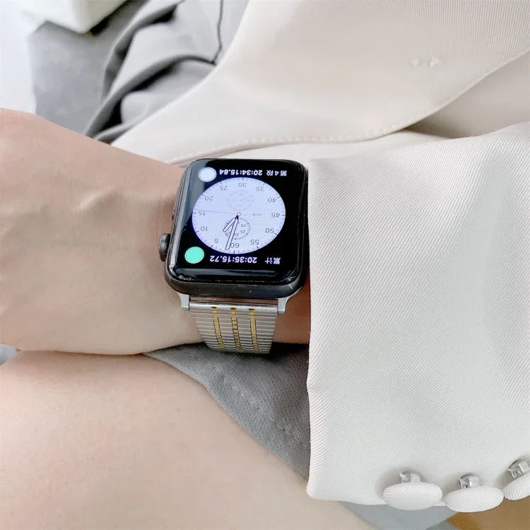 Correia de Substituição em Aço com Sete Contas em Combinação de Cores, Para Apple Watch Série 7  41mm / & 6 & SE & 5 & 4 40mm, Para Apple Watch Série  7  45mm / & 6 & SE & 5 & 4 44mm