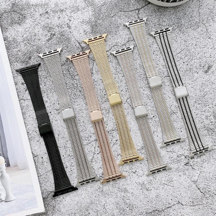 Correia de Substituição em Aço com Sete Contas em Combinação de Cores, Para Apple Watch Série 7  41mm / & 6 & SE & 5 & 4 40mm, Para Apple Watch Série  7  45mm / & 6 & SE & 5 & 4 44mm