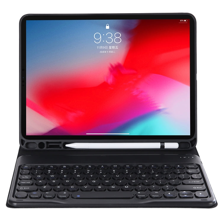 Y-C11B 2021 Teclado Bluetooth com capa de couro destacável com textura de pele de doce, tecla redonda, suporte para caneta e suporte, para iPad Pro 11 2021 / Air4 / Air5 / Pro 11