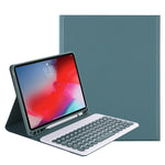 Y-C11B 2021 Teclado Bluetooth com capa de couro destacável com textura de pele de doce, tecla redonda, suporte para caneta e suporte, para iPad Pro 11 2021 / Air4 / Air5 / Pro 11
