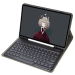 YA11B 2021 Teclado Bluetooth com capa de couro destacável com textura de pele de cordeiro, tecla redonda, suporte para caneta e suporte, para iPad Pro 11 2021 / Air4 / Air5 / Pro 11