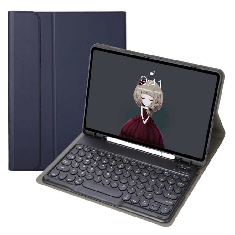 YA11B 2021 Teclado Bluetooth com capa de couro destacável com textura de pele de cordeiro, tecla redonda, suporte para caneta e suporte, para iPad Pro 11 2021 / Air4 / Air5 / Pro 11
