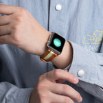 Correia de Substituição em Pele de Vaca Luminosa, Para Apple Watch Série 7  41mm / & 6 & SE & 5 & 4 40mm, Para Apple Watch Série  7  45mm / & 6 & SE & 5 & 4 44mm