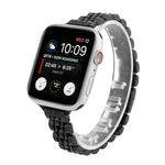 Correia de Relógio em Aço Inoxidável Pequena com Sete Contas para Apple Watch Series 6 & SE &, Para Apple Watch Series 7 45mm / 6 & SE & 5 & 4 44mm / 3 & 2 & 1 42mm, Para Apple Watch Series 8&7 41mm / SE 2&6&SE&5&4 40mm / 3&2&1 38mm