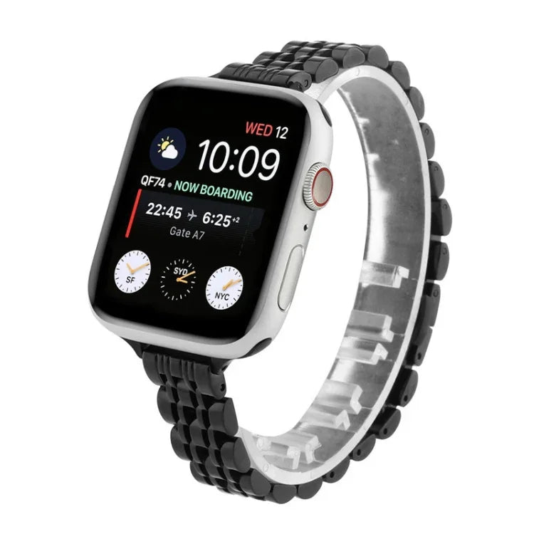 Correia de Relógio em Aço Inoxidável Pequena com Sete Contas para Apple Watch Series 6 & SE &, Para Apple Watch Series 7 45mm / 6 & SE & 5 & 4 44mm / 3 & 2 & 1 42mm, Para Apple Watch Series 8&7 41mm / SE 2&6&SE&5&4 40mm / 3&2&1 38mm