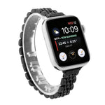 Correia de Relógio em Aço Inoxidável Pequena com Sete Contas para Apple Watch Series 6 & SE &, Para Apple Watch Series 7 45mm / 6 & SE & 5 & 4 44mm / 3 & 2 & 1 42mm, Para Apple Watch Series 8&7 41mm / SE 2&6&SE&5&4 40mm / 3&2&1 38mm