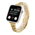 Pulseira de Relógio em Aço Inoxidável com Sete Contas para Cintura Pequena para Apple Watch Series 6 & SE &, para Apple Watch Series 7 45mm / 6 & SE & 5 & 4 44mm / 3 & 2 & 1 42mm, para Apple Watch Series 8&7 41mm / SE 2&6&SE&5&4 40mm / 3&2&1 38mm
