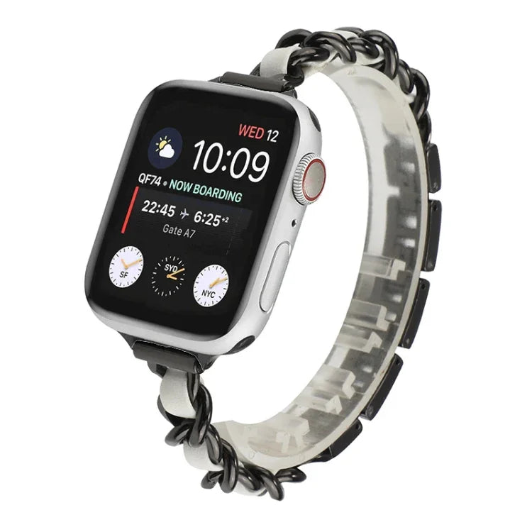 Pulseira de aço inoxidável com sete contas para cintura pequena para Apple Watch Series 6 & SE &, para Apple Watch Ultra 49mm / Series 8&7 45mm / SE 2&6&SE&5&4 44mm / 3&2&1 42mm, para Apple Watch Series 8&7 41mm / SE 2&6&SE&5&4 40mm / 3&2&1 38mm