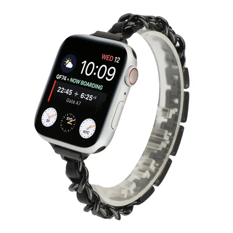 Pulseira de aço inoxidável com sete contas para cintura pequena para Apple Watch Series 6 & SE &, para Apple Watch Ultra 49mm / Series 8&7 45mm / SE 2&6&SE&5&4 44mm / 3&2&1 42mm, para Apple Watch Series 8&7 41mm / SE 2&6&SE&5&4 40mm / 3&2&1 38mm