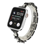 Pulseira de aço inoxidável com sete contas para cintura pequena para Apple Watch Series 6 & SE &, para Apple Watch Ultra 49mm / Series 8&7 45mm / SE 2&6&SE&5&4 44mm / 3&2&1 42mm, para Apple Watch Series 8&7 41mm / SE 2&6&SE&5&4 40mm / 3&2&1 38mm