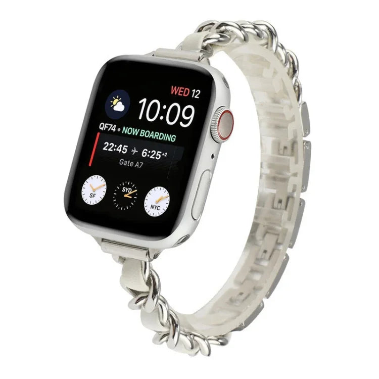 Pulseira de aço inoxidável com sete contas para cintura pequena para Apple Watch Series 6 & SE &, para Apple Watch Ultra 49mm / Series 8&7 45mm / SE 2&6&SE&5&4 44mm / 3&2&1 42mm, para Apple Watch Series 8&7 41mm / SE 2&6&SE&5&4 40mm / 3&2&1 38mm
